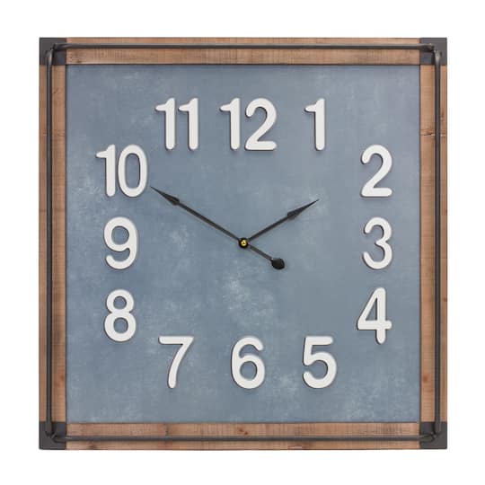 23.5&#x22; Wood Framed Square Wall Clock